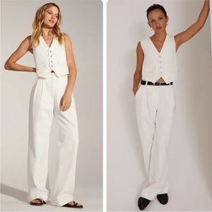 Favorite Daughter "The Poppy Vest" in white denim